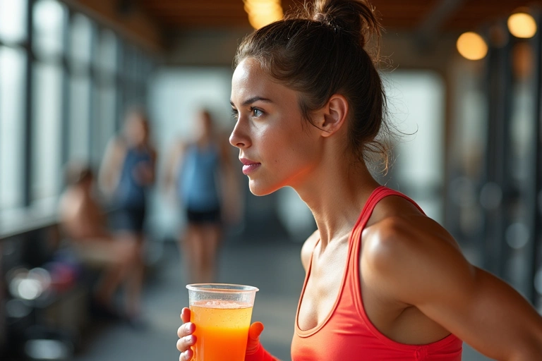 Sportler beim Training mit Power-Snack, symbolisierend Sportlerernährung.